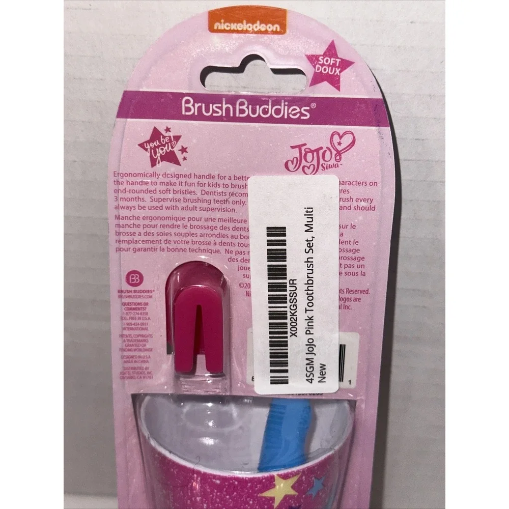 Brush Buddies JoJo Siwa Toothbrush Set with Rinsing Cup and Brush Cap New